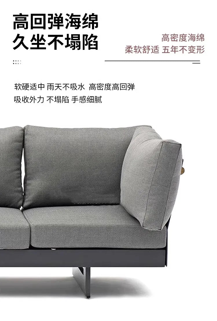 Teak outdoor sofa patio balcony garden villa hotel preservative wood rattan chair sofa furniture