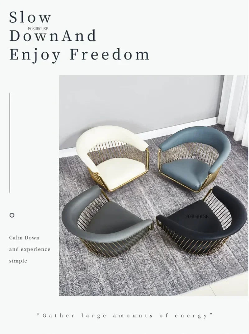 High end, stainless steel, dining chair, single sofa chair designer