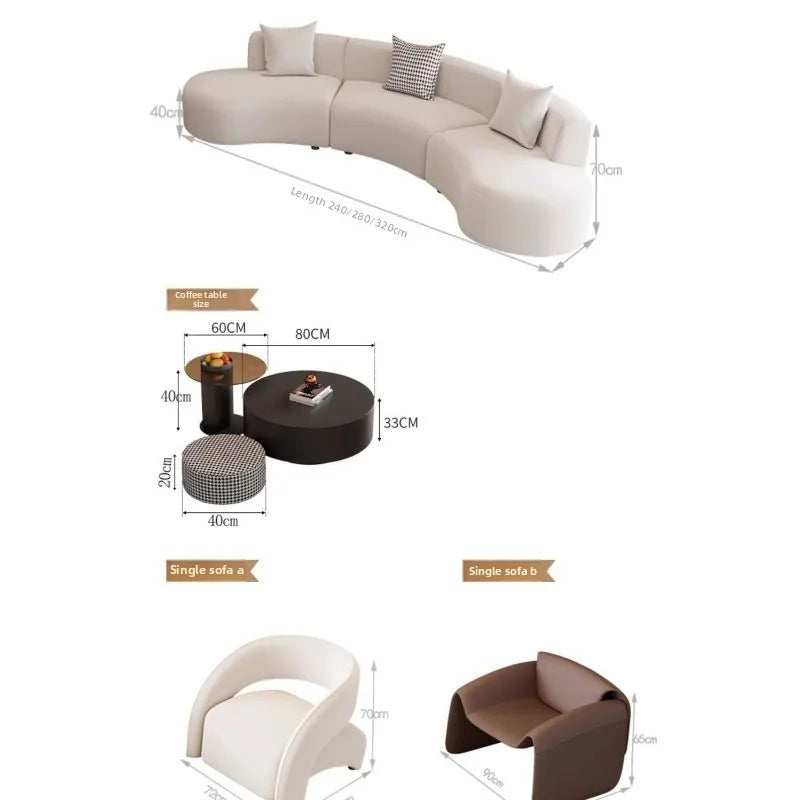 Beauty salon clubhouse lounge area curved sofa coffee table combination