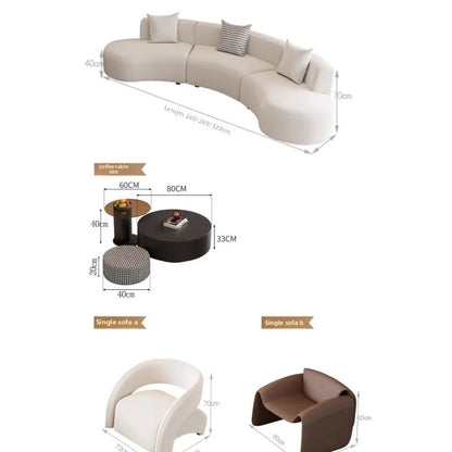 Beauty salon clubhouse lounge area curved sofa coffee table combination