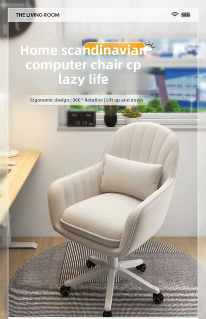 2026 hot sell Rotatable lifting comfortable computer chair, home bedroom flannel dressing chair