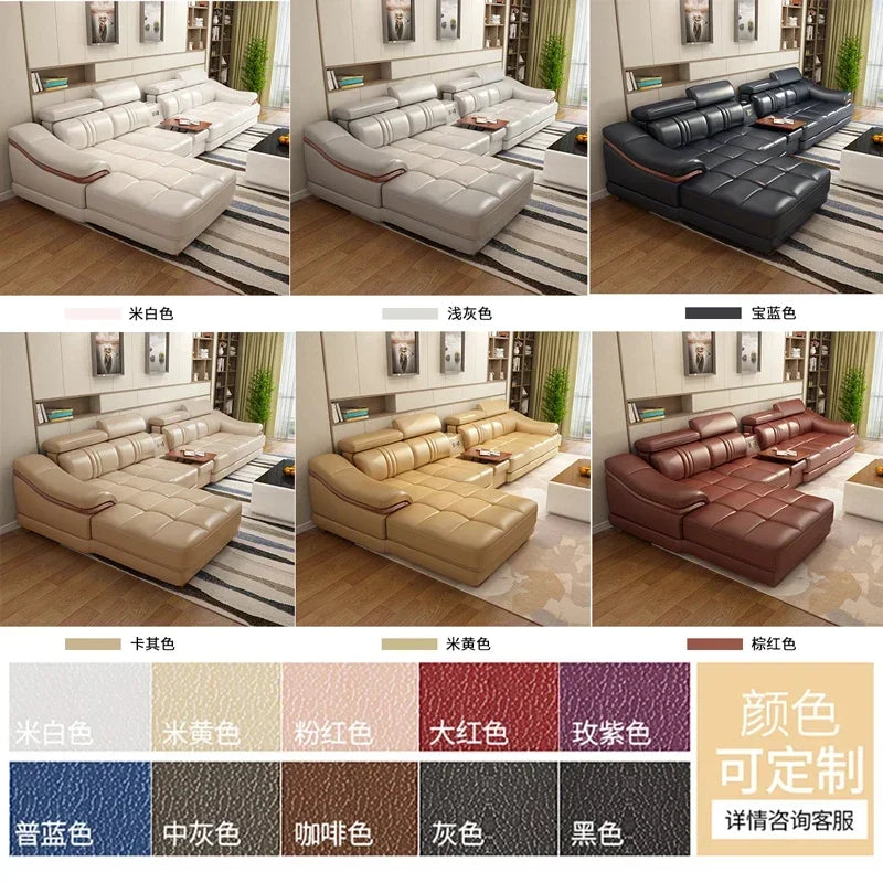 Long - lasting Genuine leather sofa, cowhide top layer, large and small unit, living room corner combination