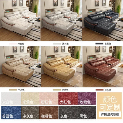 Long - lasting Genuine leather sofa, cowhide top layer, large and small unit, living room corner combination