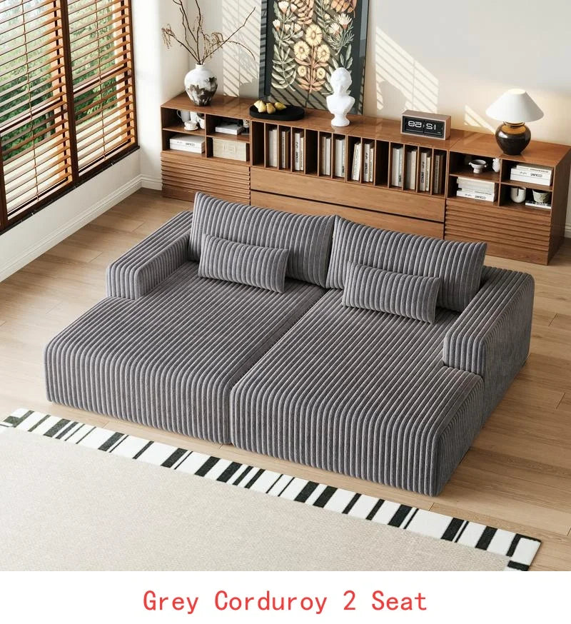 Vacuum Compressed Comfy Corduroy Fluffy Sofa Set Furniture Living Room Modular Couch Modern L Shape Sectional Sofa