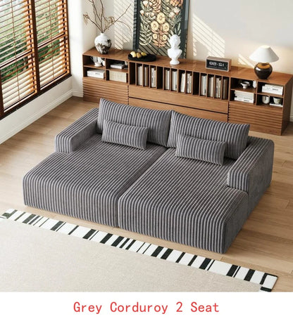 Vacuum Compressed Comfy Corduroy Fluffy Sofa Set Furniture Living Room Modular Couch Modern L Shape Sectional Sofa