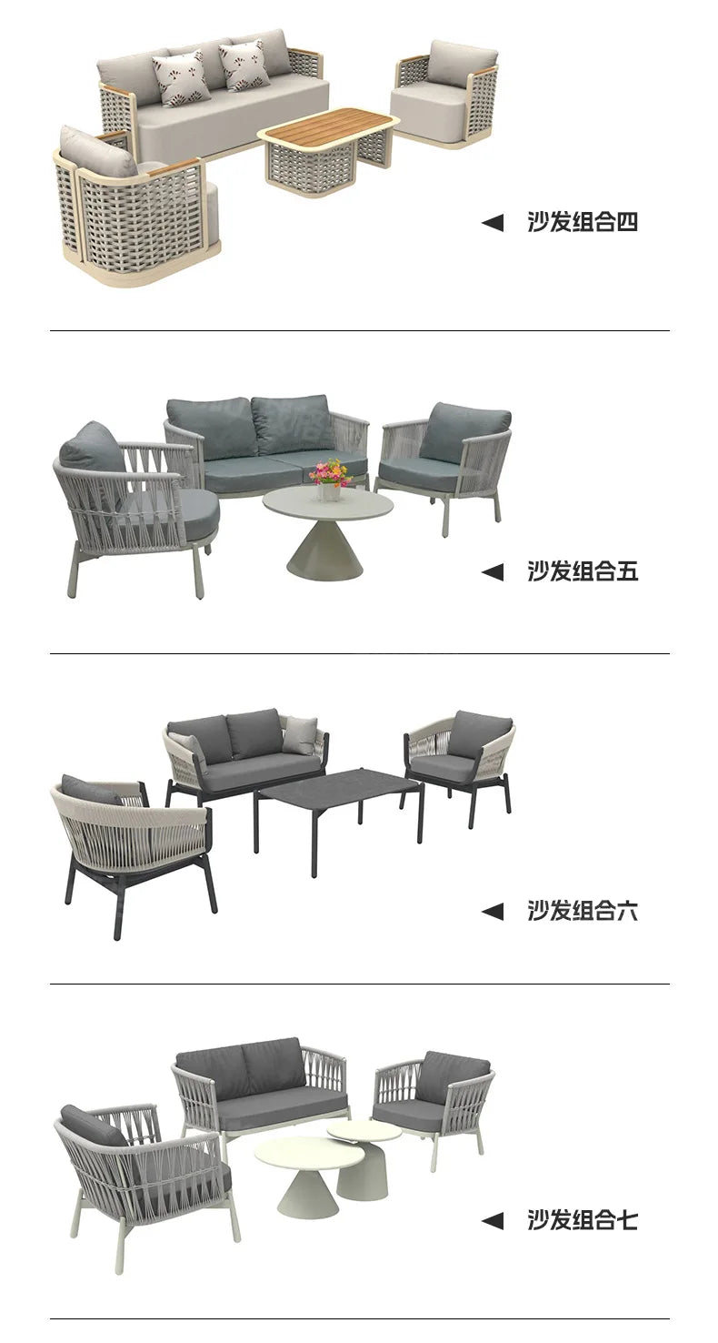 Outdoor Sofa Aluminum patio Villa Courtyard Garden Courtyard High end Hotel Leisure Simple Sofas set