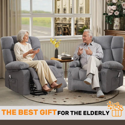 Power Lift Recliner Chair for Elderly, Big and Tall Lift Chair with Massage and Heat for Living Room, Fabric Electric Recliner