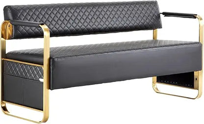 OmySalon Waiting Room Chairs with Arms, 57.5’’ Office Guest Chair upholstered Bench Seating, Reception Furniture for Beauty Salo