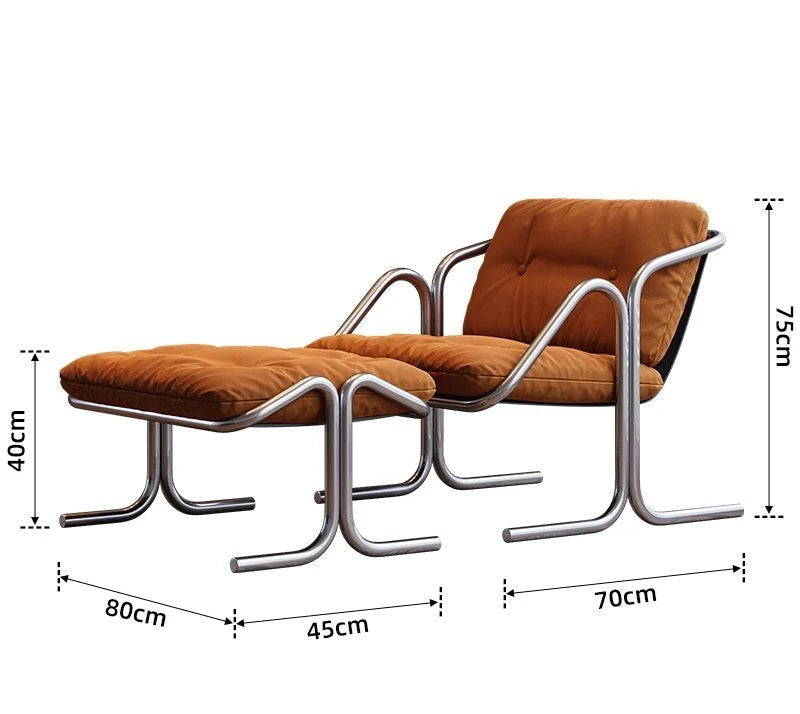 Wabi Sabi Bauhaus Lounge Chair Stainless Steel Frame Designer Minimalist Daybed for Living Room and Patio Relaxation