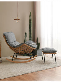 Modern Rattan Living Room Chairs Leisure Lazy Back Sofa Home Lounge Chair Outdoor Balcony Rocking Chair Living Room Furniture