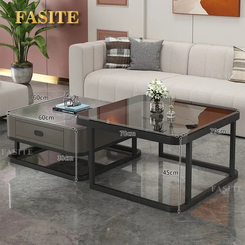 Glass Luxury Coffee Tables Bedside Centre Center Coffee Tables Gold Combination Nordic Basse De Salon Living Room Furniture