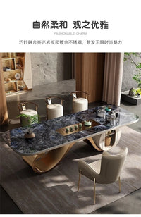 Light luxury rock slab table and chair combination modern minimalist design, creative high-end villa office tea table