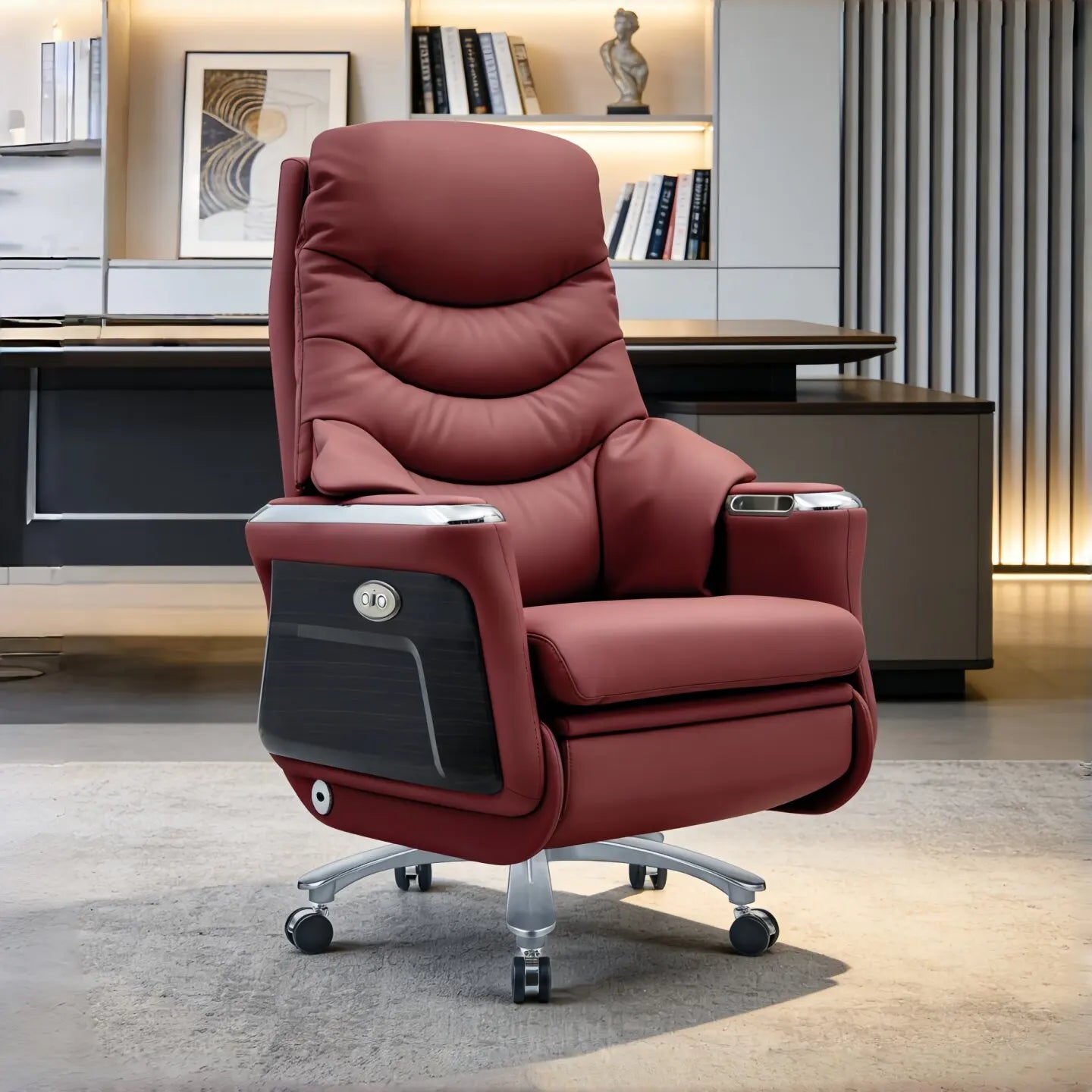 Arms Heat Office Chair Big Tall Comfy Boss Single Office Chair Massage Ergonomic Chaise Bureau Design Italian Furniture Luxury