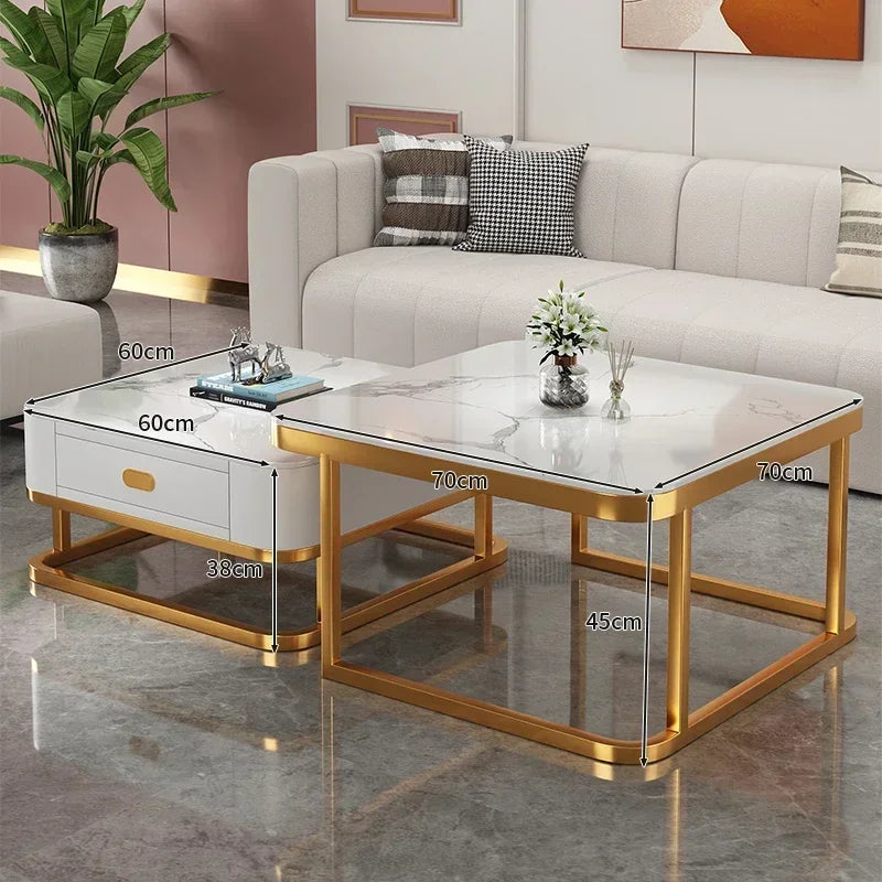 Glass Luxury Coffee Tables Bedside Centre Center Coffee Tables Gold Combination Nordic Basse De Salon Living Room Furniture