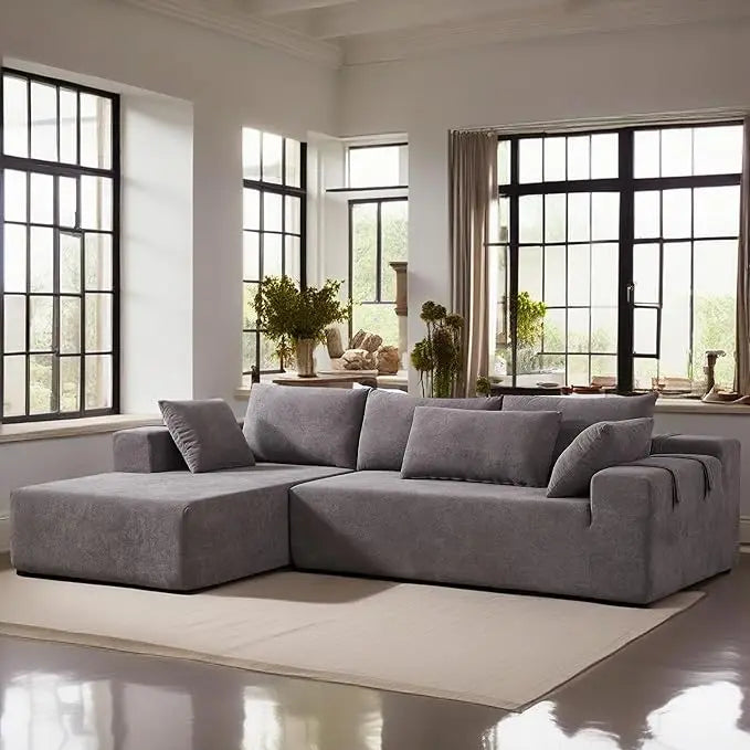 108" Modular Sectional Sofa Couches for Living Room,Modern Chenille L-Shaped Sofa with Chaise,Deep Seat Comfy Cloud Couch