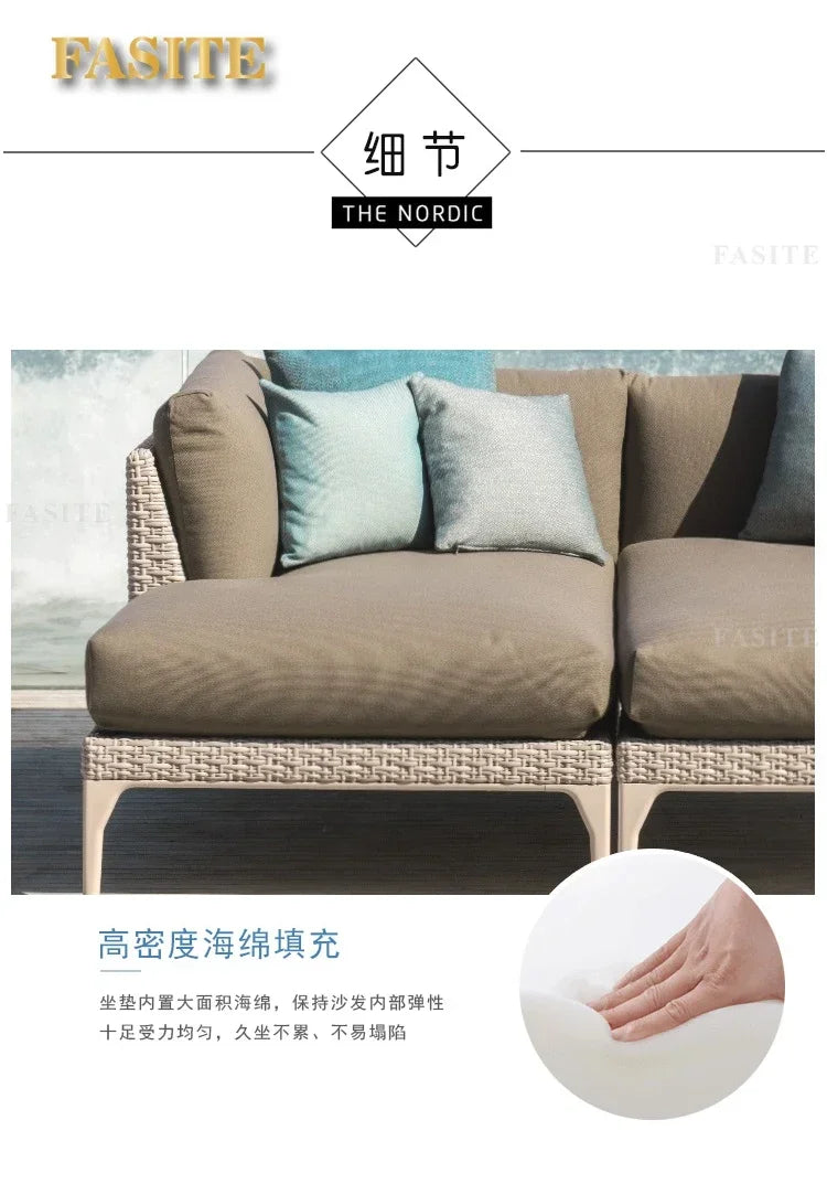 Rattan Sofa Nordic Villa Area Courtyard Outdoor Sofa Furniture Model Room Outdoor Soft Decoration Bed Recliner Waterproof