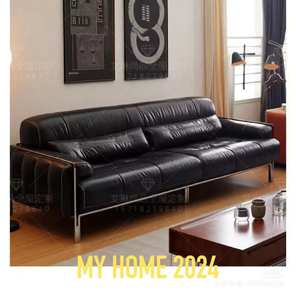 Modern European Brown Sofa Italian Designer Armrest Nordic Living Room Couch