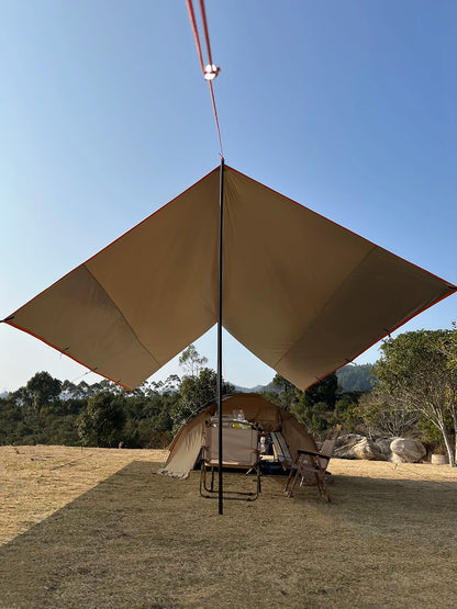 Oxford Large Tarp Waterproof 4x6m Sun Shelter Outdoor Camping Awning Tent Big Tarp Shade Canopy for Family Beach Hiking