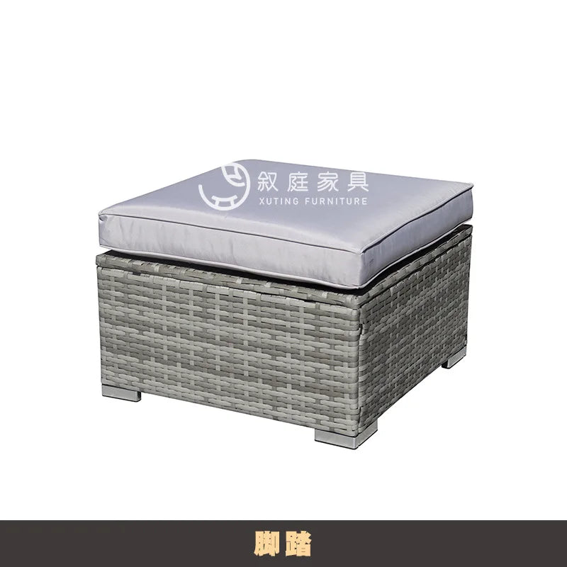 Outdoor leisure rattan sofa outdoor open-air garden courtyard waterproof and sunscreen leisure hotel bed and breakfast terrace c