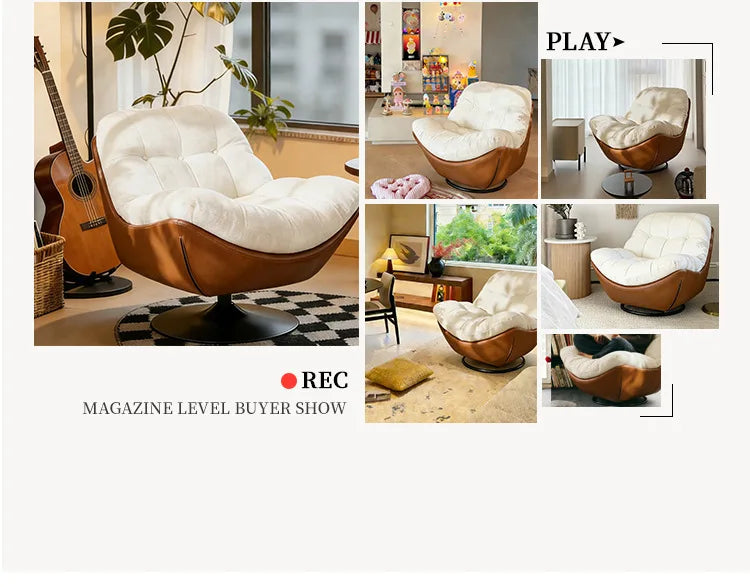 Medieval Style Rotating Nest Chair for Living Room Balcony Home Decor Luxury Fabric Lazy Leisure Single Sofa Chair