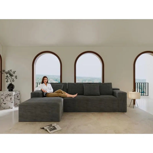 107 Inch Cloud Sectional Sofa with L-Shape Chaise, Modern Modular Couch with Deep Seating, Upholstered for Living Room or