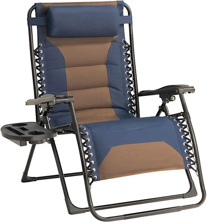 Zero Gravity Chair Oversized Padded Recliner with Adjustable Headrest & Cup Holder - 600D Oxford Folding Lounge Chair