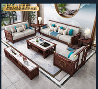 New Chinese-style solid wood sofa combination modern simple Zen Chinese style living room concubine corner wooden light luxury