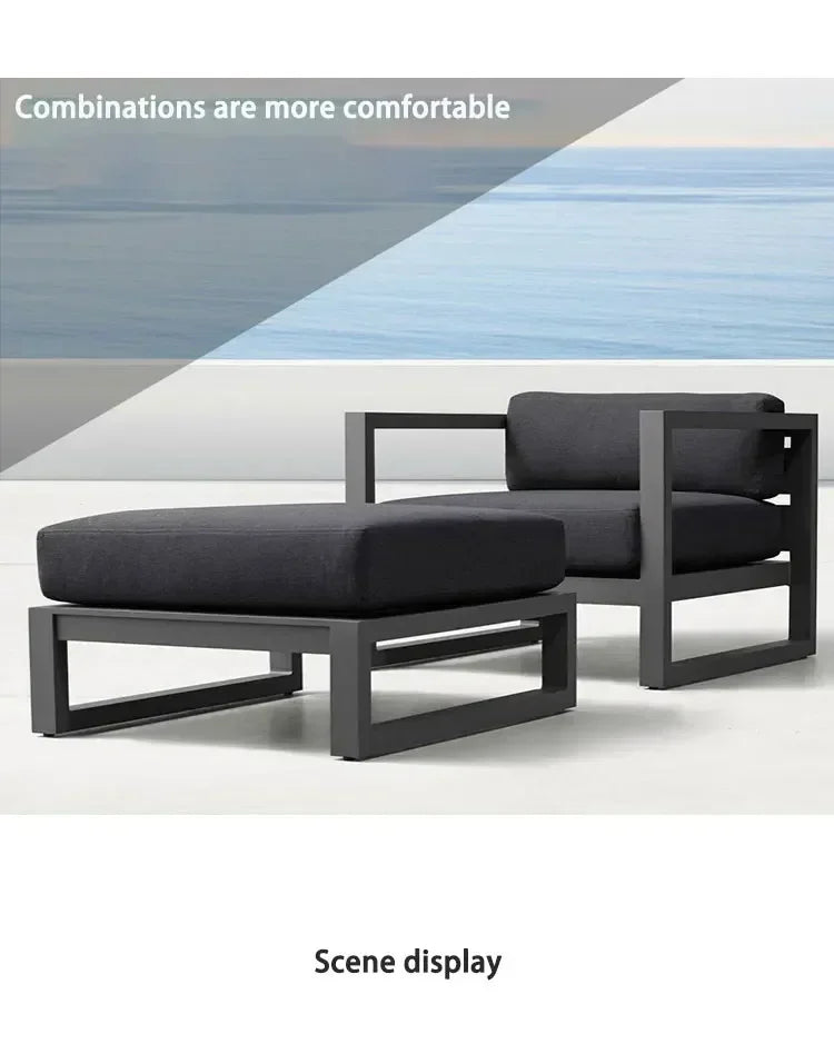 Outdoor Aluminum Alloy Sofa Four Piece Set, Terrace Garden Bar Waterproof Sofa Furniture Set