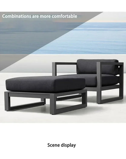 Outdoor Aluminum Alloy Sofa Four Piece Set, Terrace Garden Bar Waterproof Sofa Furniture Set
