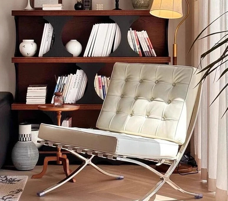 Comfortable Ergonomic Living Room Chair with Genuine Leather Backrest for Study, Cafe, and Gaming Use