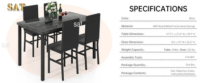 # Hot Dining Table Set For 4, Kitchen Tables And Chair For 4, Glass Dining Room Tables & PU Leather Metal Chairs, Table And Chai