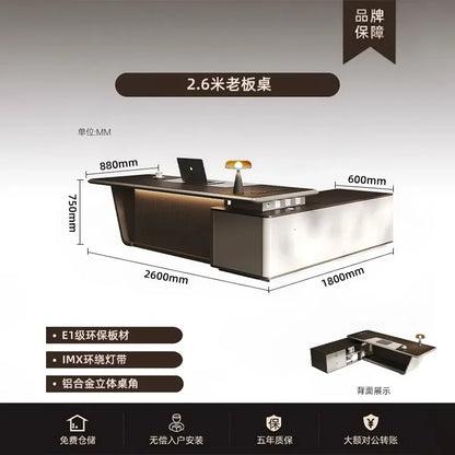 High Quality Light LuxuryOffice Desk Boss L Shaped Work Manager Computer Desks Executive Shelf Escritorio Oficina Furniture