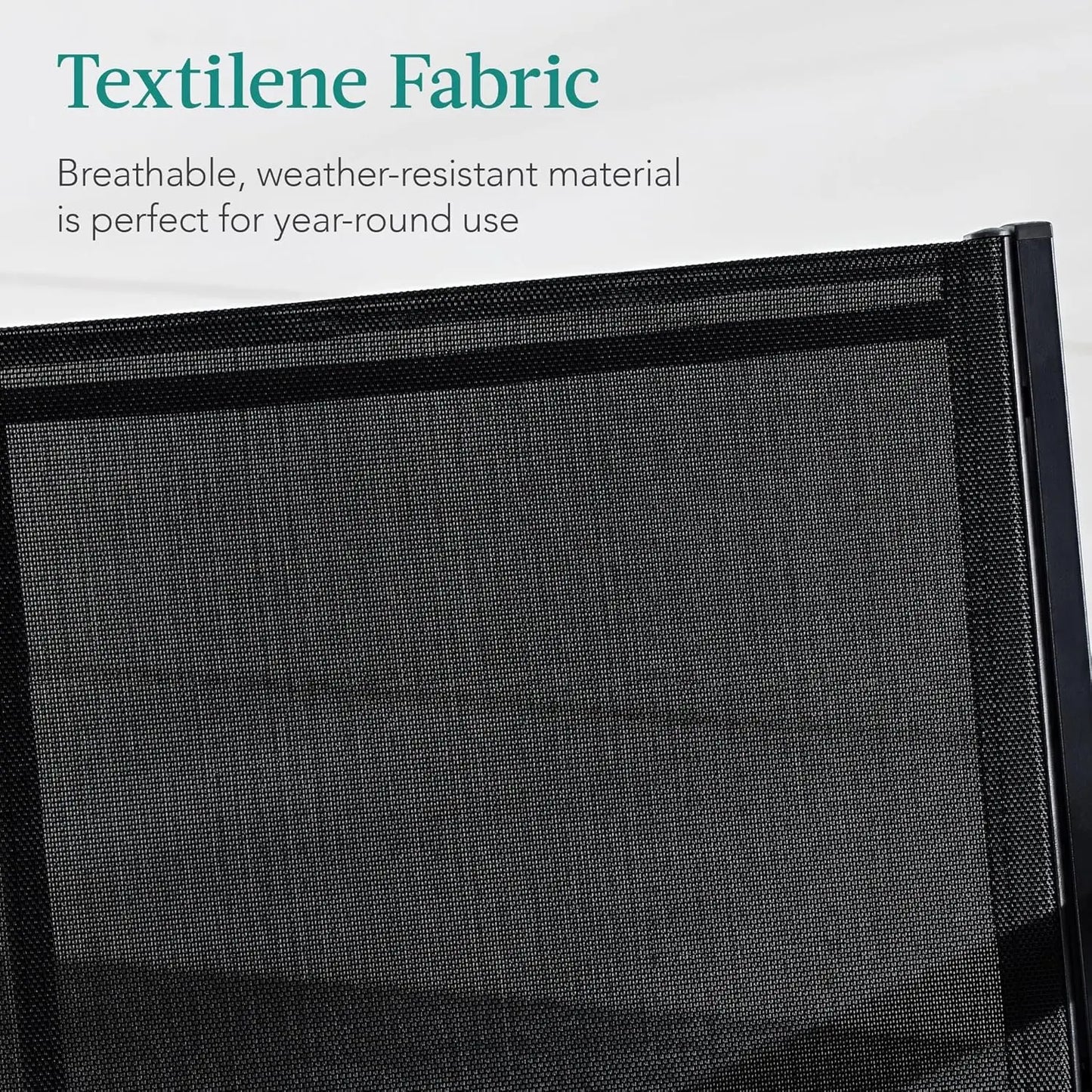 4-Piece Outdoor Textilene Patio Conversation Set, Backyard Furniture w/Loveseat, Coffee Table, Steel Frame - Black/Black