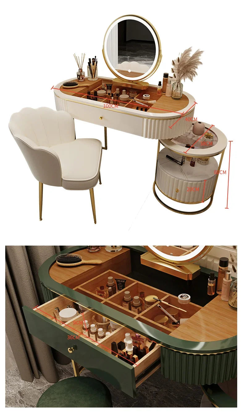 Luxury Charm Dressing Table Luxury Nordic Salon Drawer Nordic Dressing Table Mirror Chair Storage Coiffeuse Furniture Makeup
