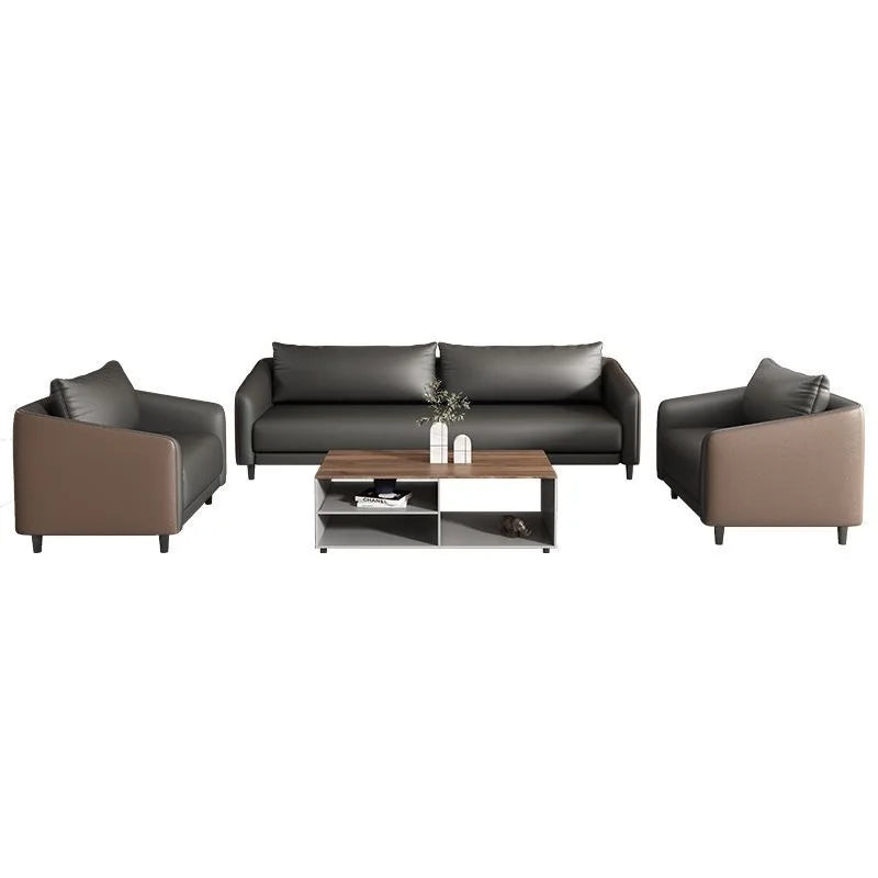 Office Sofa Modern Meeting Guests Business Reception Negotiation Leisure Area Modern Leather Sofa Coffee Table Combination Set