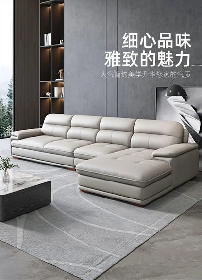 Italian leather sofa modern simple living room left and right concubine small apartment Nordic leather sofa combination