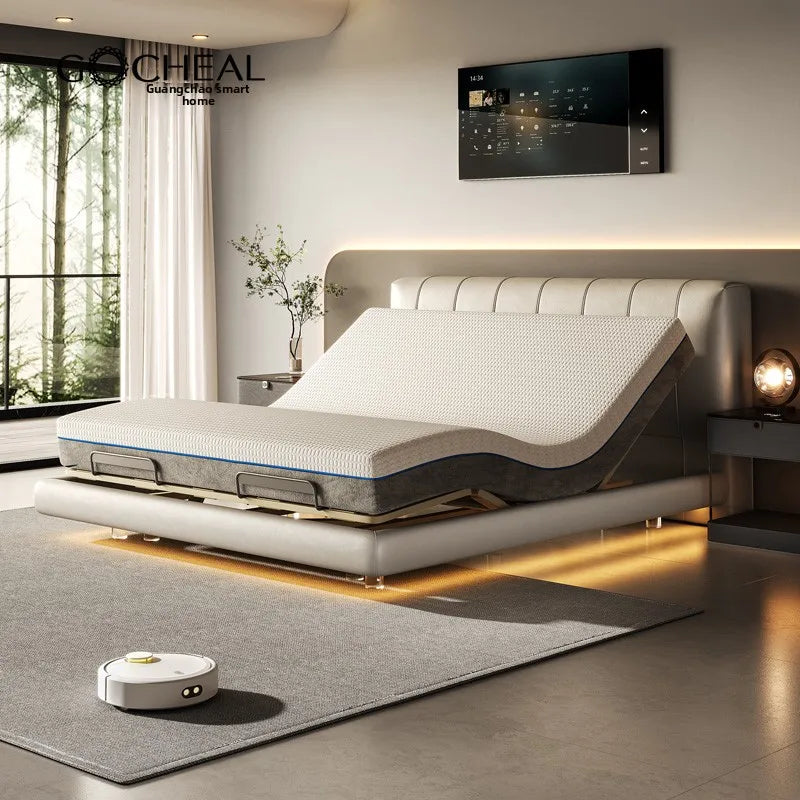 Head And Foot Adjustable Smart Bed Split King Size Bedroom Furniture Bed Easy To Install With Wireless Remote Control Bed