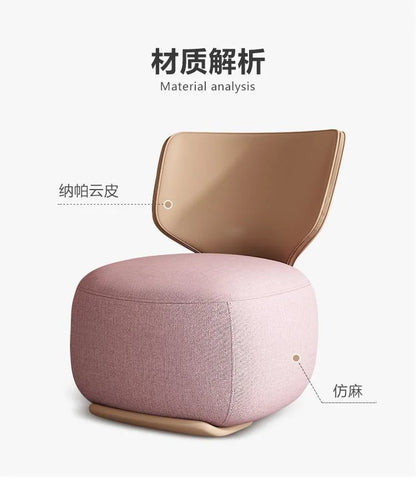 Log sofa chair Nordic living room single chair Fabric low stool Balcony casual back chair