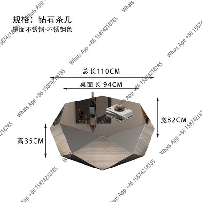 High-end living room home designer light luxury modern minimalist special-shaped stainless steel diamond coffee table