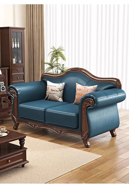 Customizable American Country Vintage Log Leather Sofa