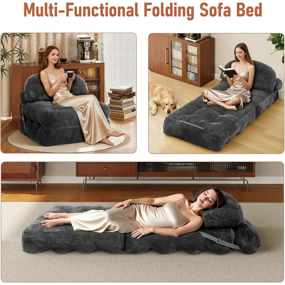 olding Soa Bed, Convertible Sleeper Chair with Back Support and Pillow uton,Boneloldable Couch or Living Room/Gt Use/Home Oice,