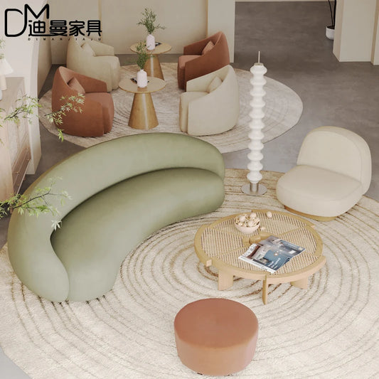 Cream wabi sandy wind reception negotiation fabric sofa