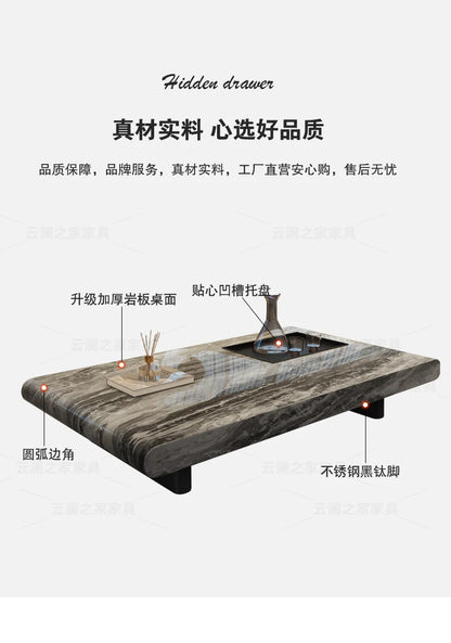 minimalist advanced sense modern simple living room household rectangular oval marble coffee table