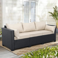 Patio Furniture 3-seat Sofa Wicker Outdoor Furniture Outdoor Couch Deep Seat Hight Backrest Waterproof Cover, Customized