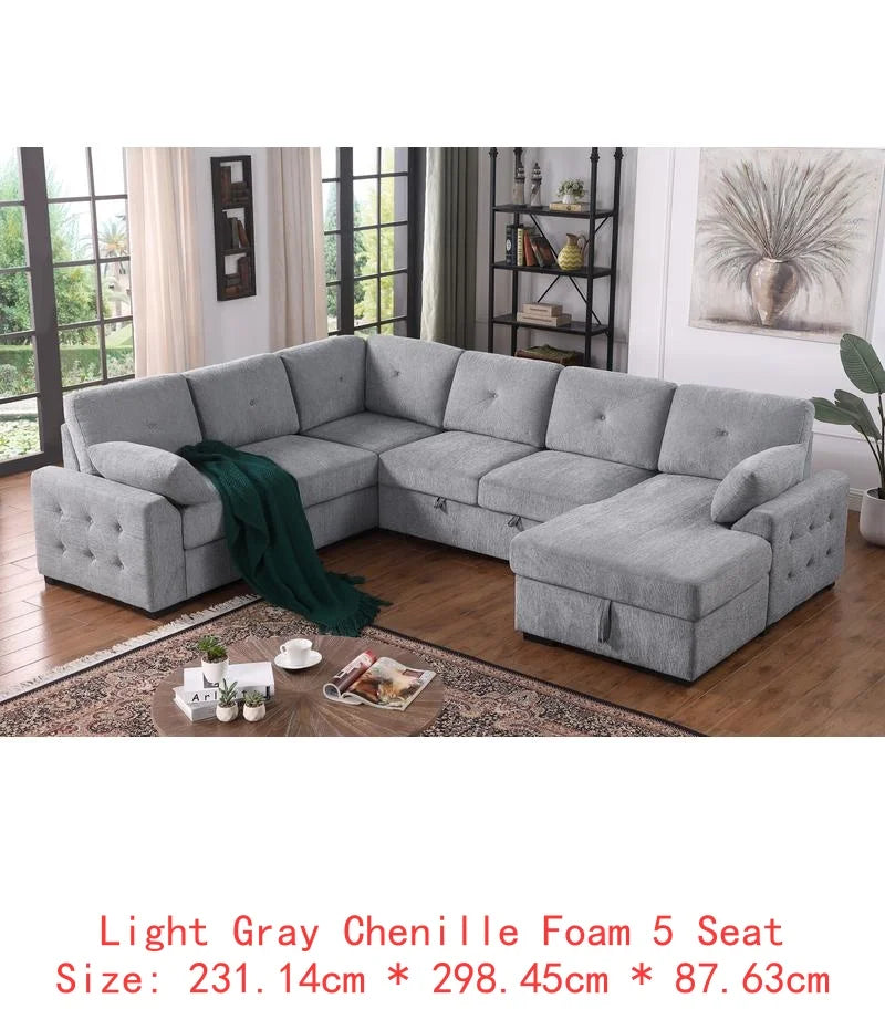 L-Shaped Corner Sofa with Storage & Convertible Bed, Multi-Functional Design for Living Room and Guest Space, Perfect for