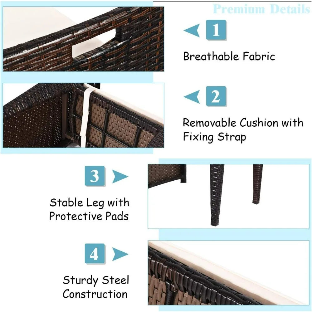 2025new-Wicker Outdoor Patio Bistro Set with 3 Pieces, Rattan Dining Furniture, Cushioned for Garden and Deck Use