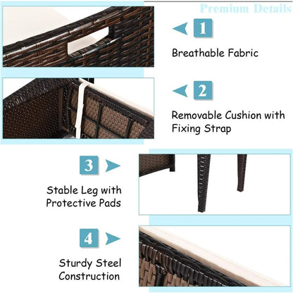 2025new-Wicker Outdoor Patio Bistro Set with 3 Pieces, Rattan Dining Furniture, Cushioned for Garden and Deck Use