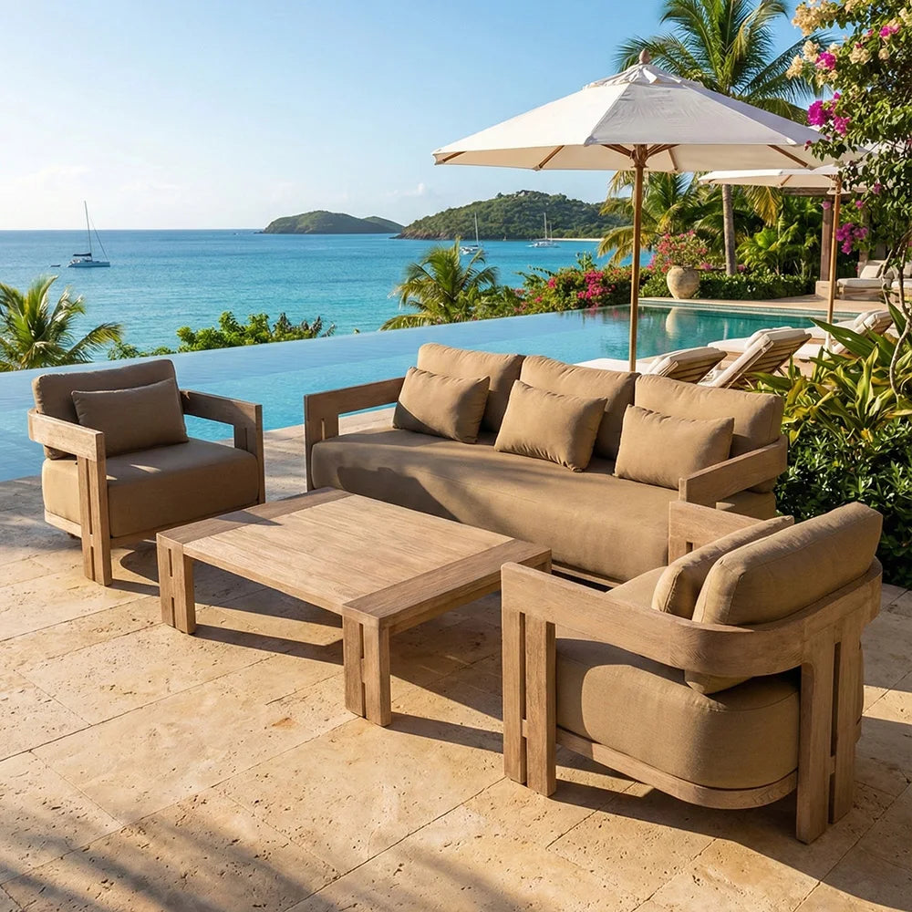Luxury Customization Modern Outdoor Garden Dining Courtyard Sofa Set Hotel Villa Resort Commercial Teak Furniture Guangdong
