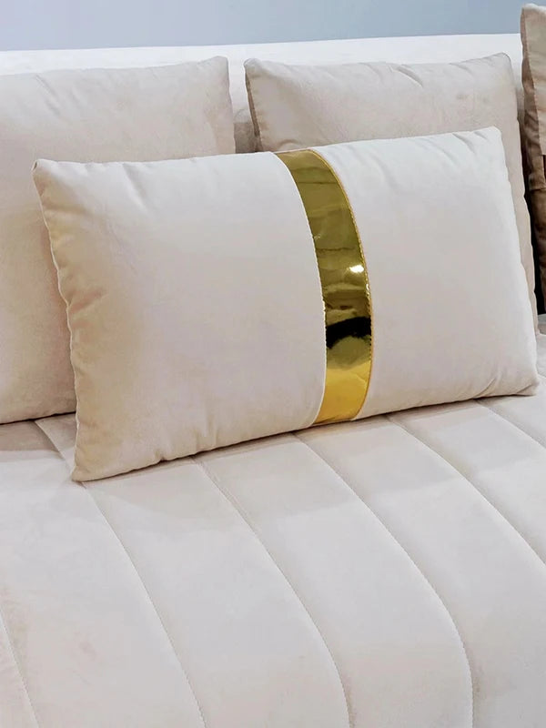 Modern Living Room Furniture Luxury Metal Frame 3 2 1 Seater Sectional White Velvet Fabric Sofa Set