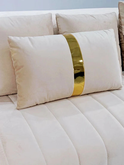 Modern Living Room Furniture Luxury Metal Frame 3 2 1 Seater Sectional White Velvet Fabric Sofa Set